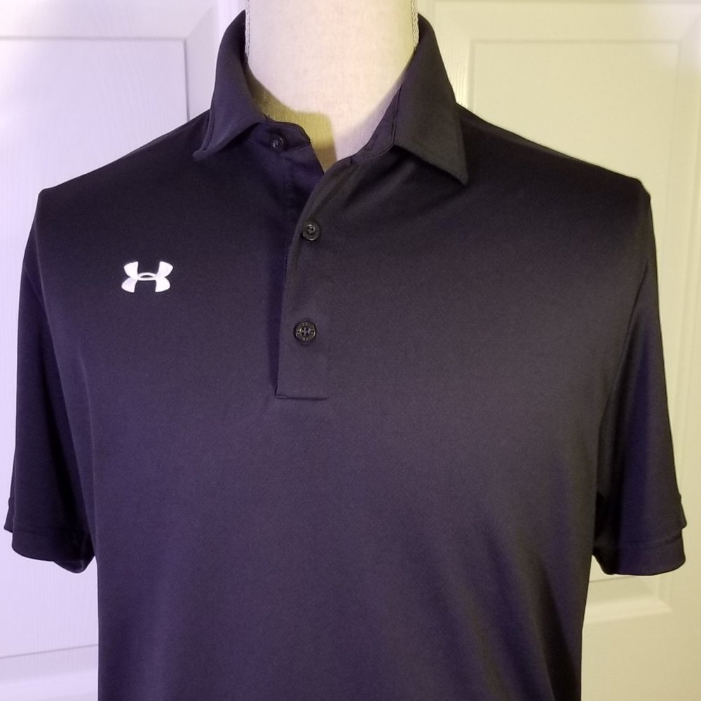 Under Armour Heat Gear Black SS Polo Golf Shirt L